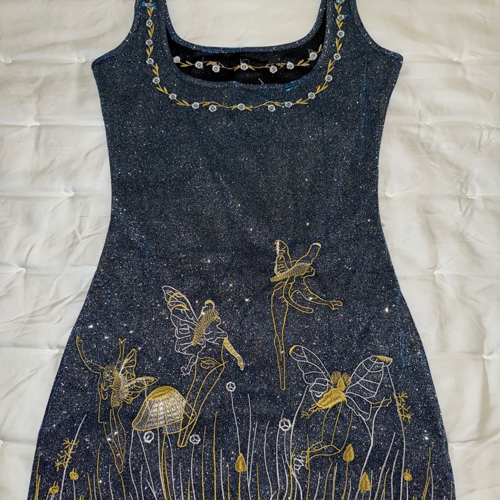 Elegant Black and Gold Embroidered Dress